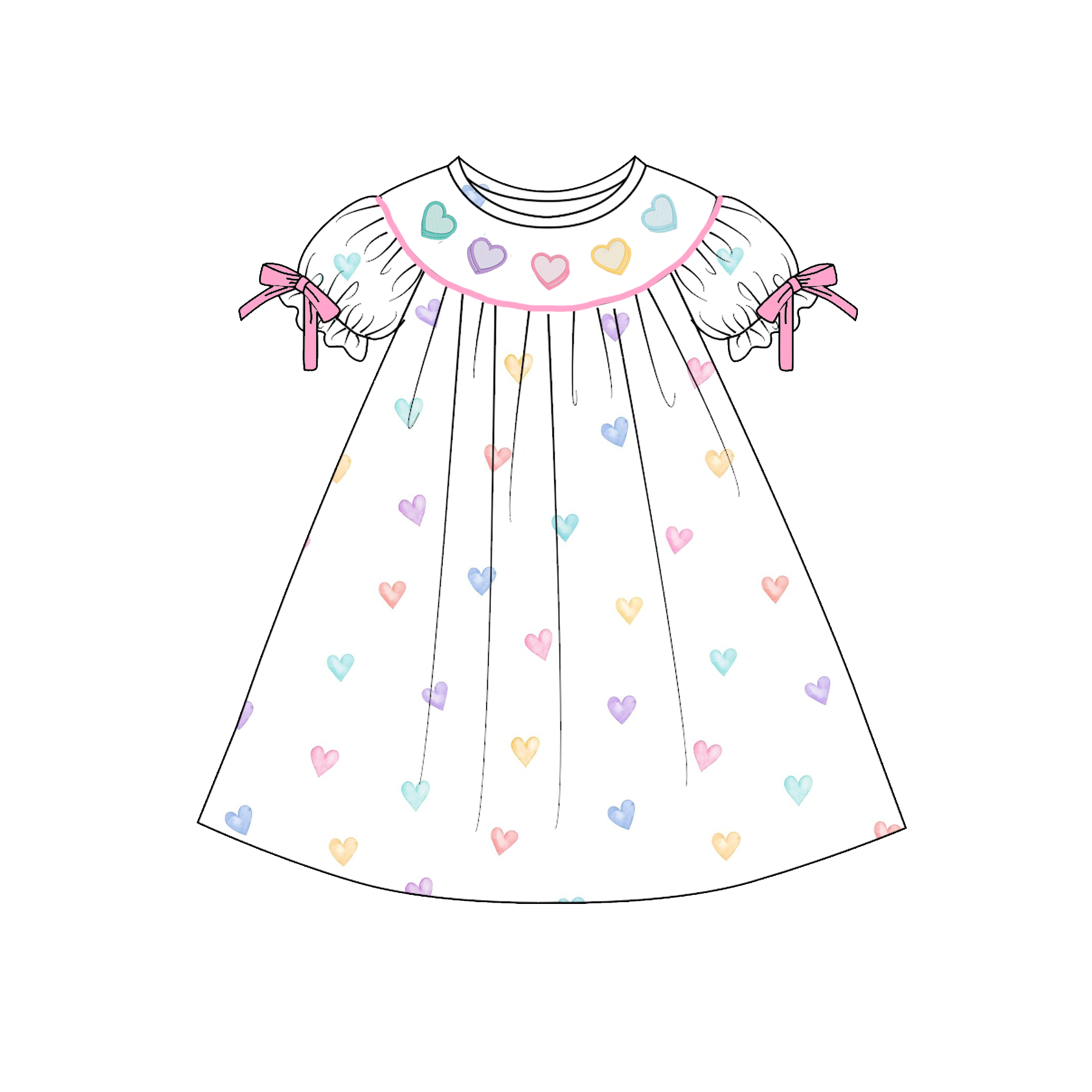 （Pre Order）Sisters Valentine's Day Embroidery Smocked Dress&Romper