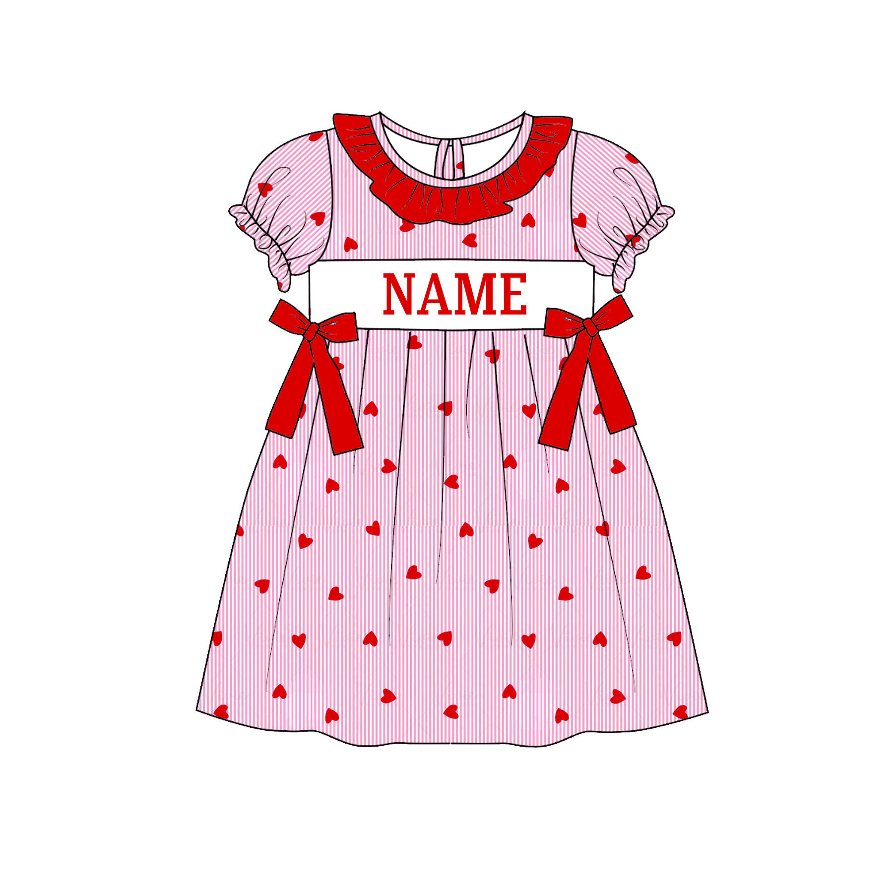 （Pre Order）Sisters Valentine's Day Embroidery Smocked Dress&Romper