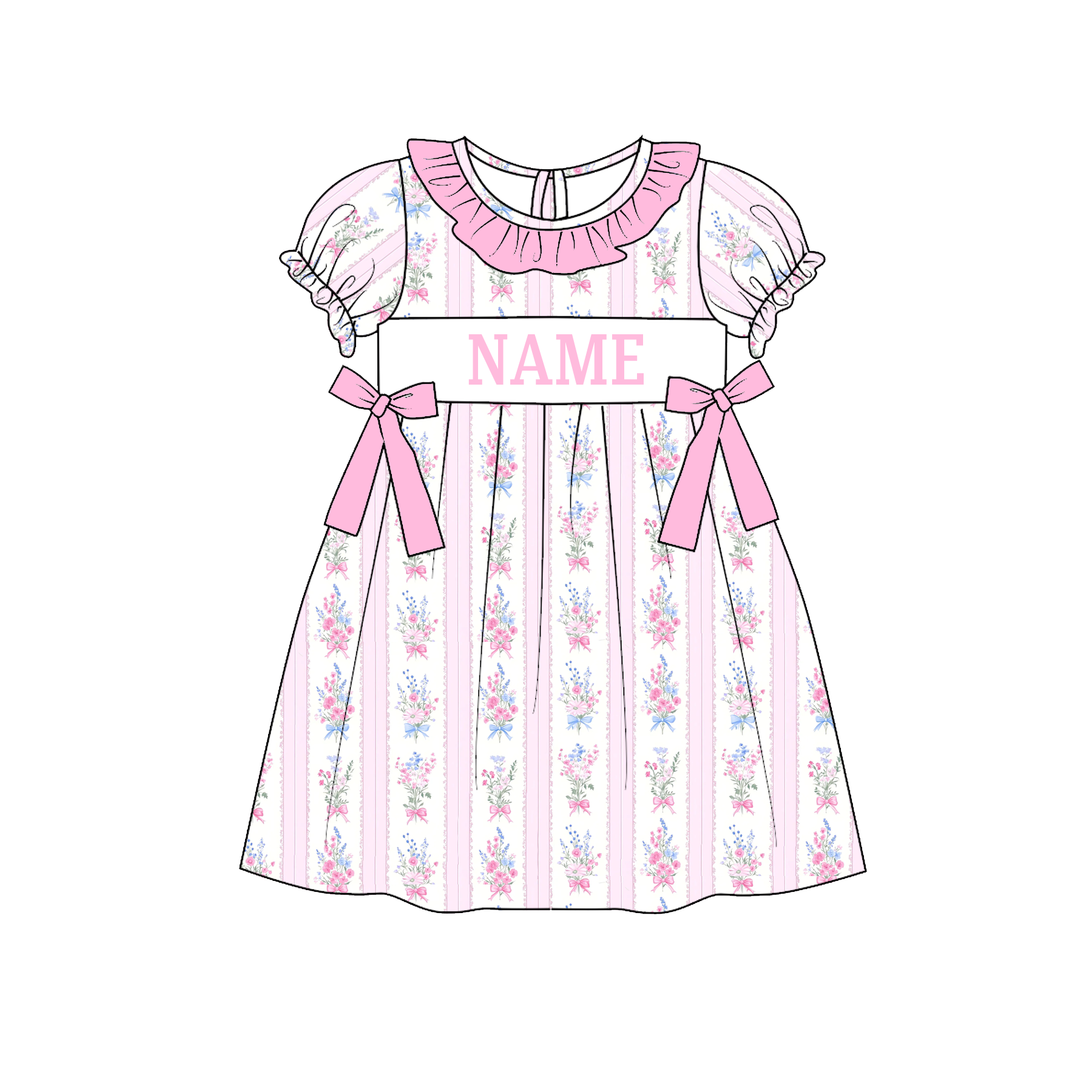 （Pre Order）Sisters Valentine's Day Embroidery Smocked Dress&Romper