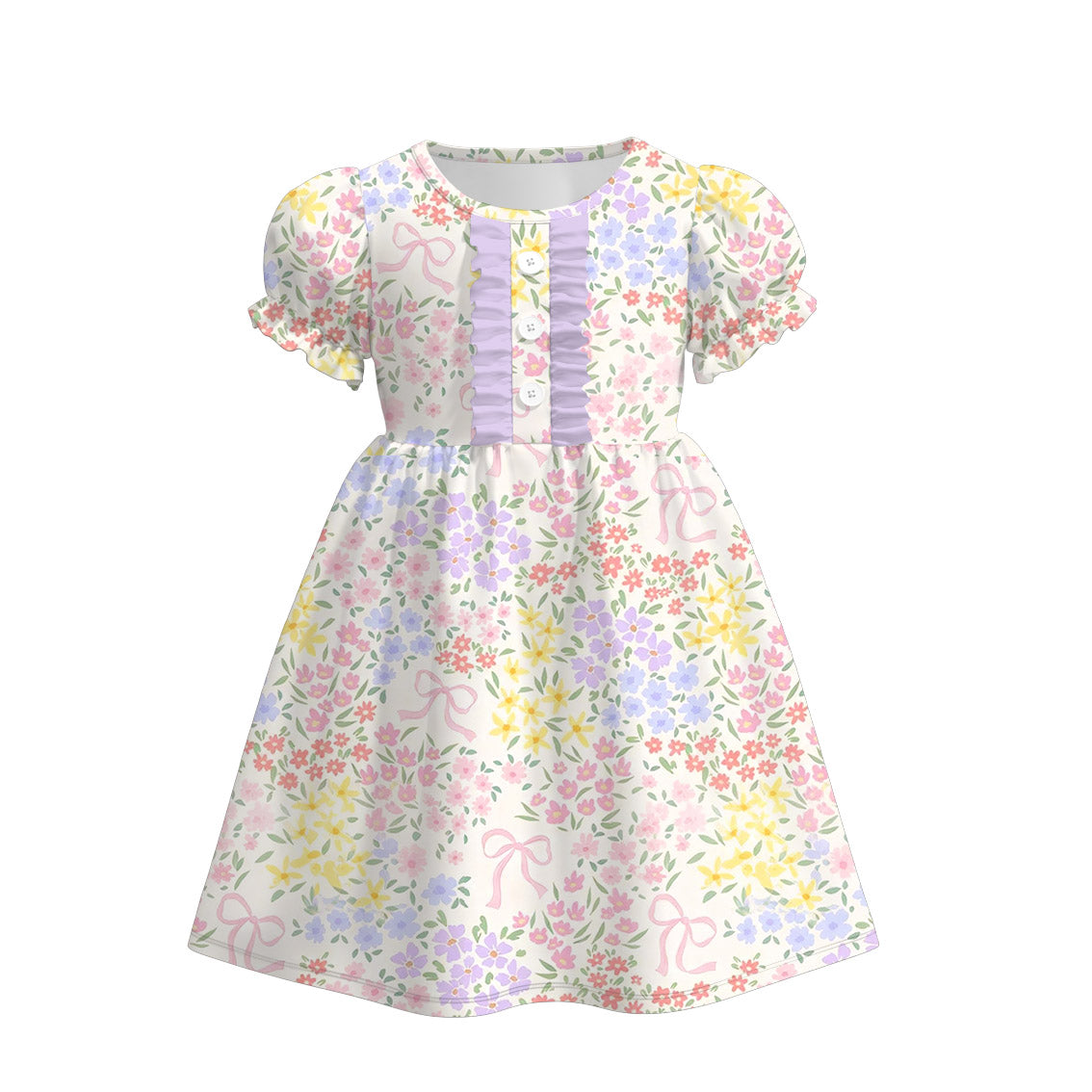 （Pre Order）Sisters Spring Floral&Bow Print Dress,Set&Romper