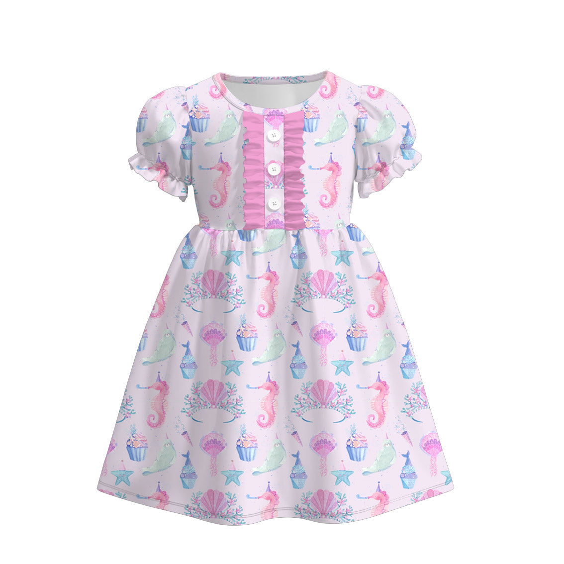 （Pre Order）Sisters Spring Seahorse Print Dress,Set&Romper