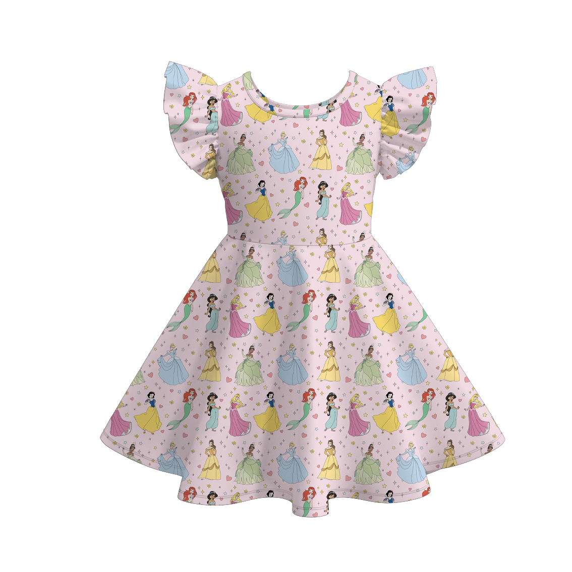 （Pre Order）Girls Spring&Summer Print Flying Sleeves Dress