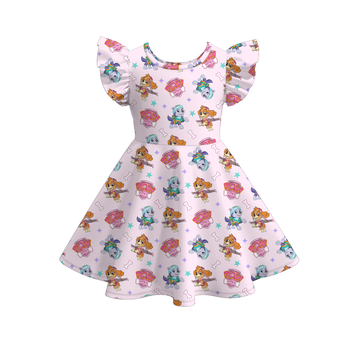 （Pre Order）Girls Spring&Summer Print Flying Sleeves Dress