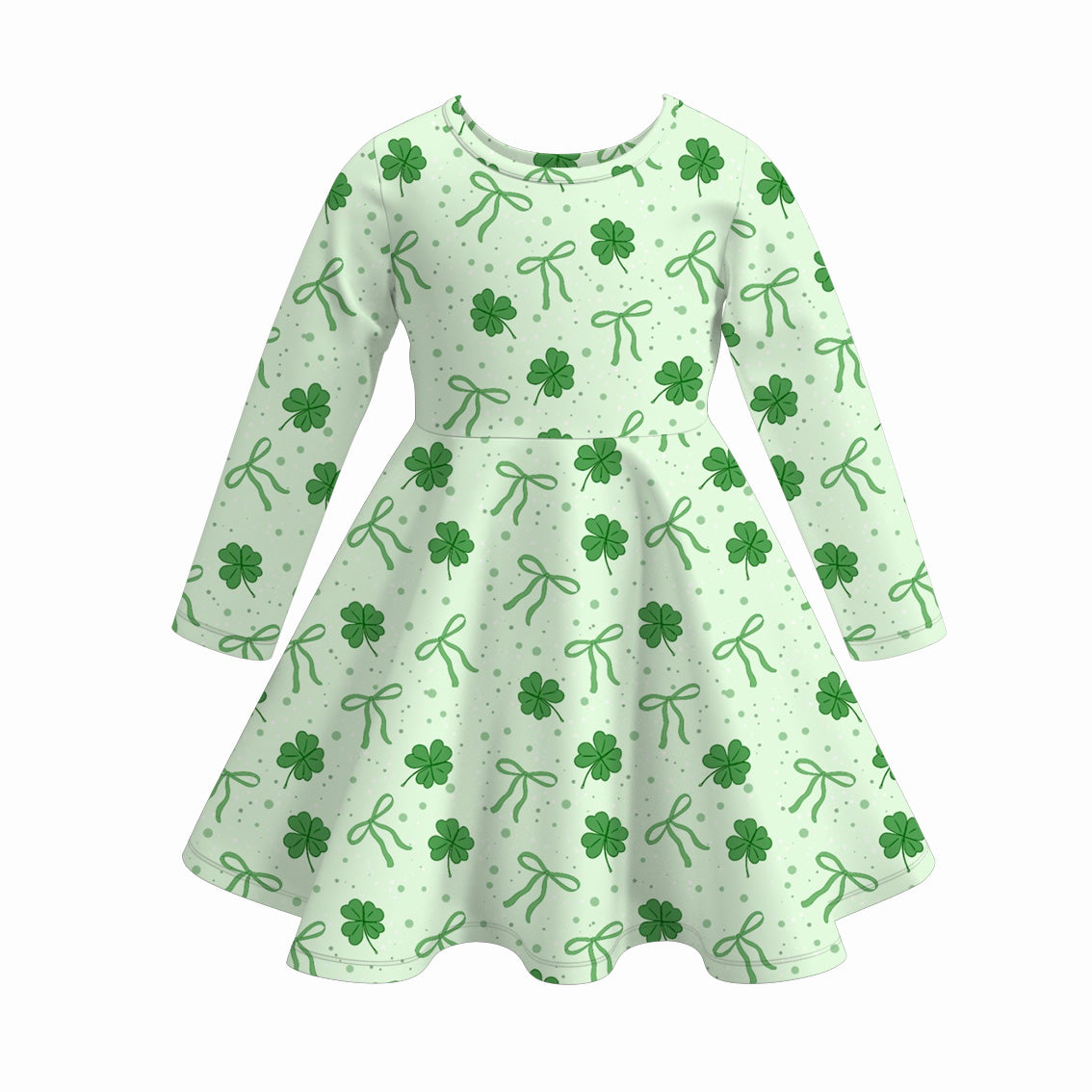（Pre Order）Girls St. Patrick's Day Shamrock Print Dress