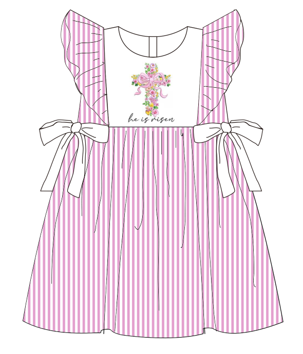 （Pre Order）Siblings Easter Cross Embroidery Dress,Set&Romper