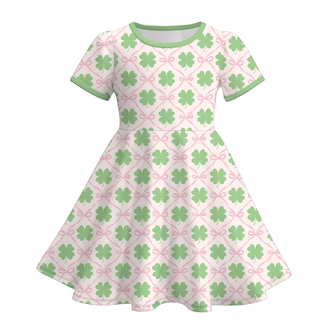 （Pre Order）Girls St. Patrick's Day Shamrock Print Dress