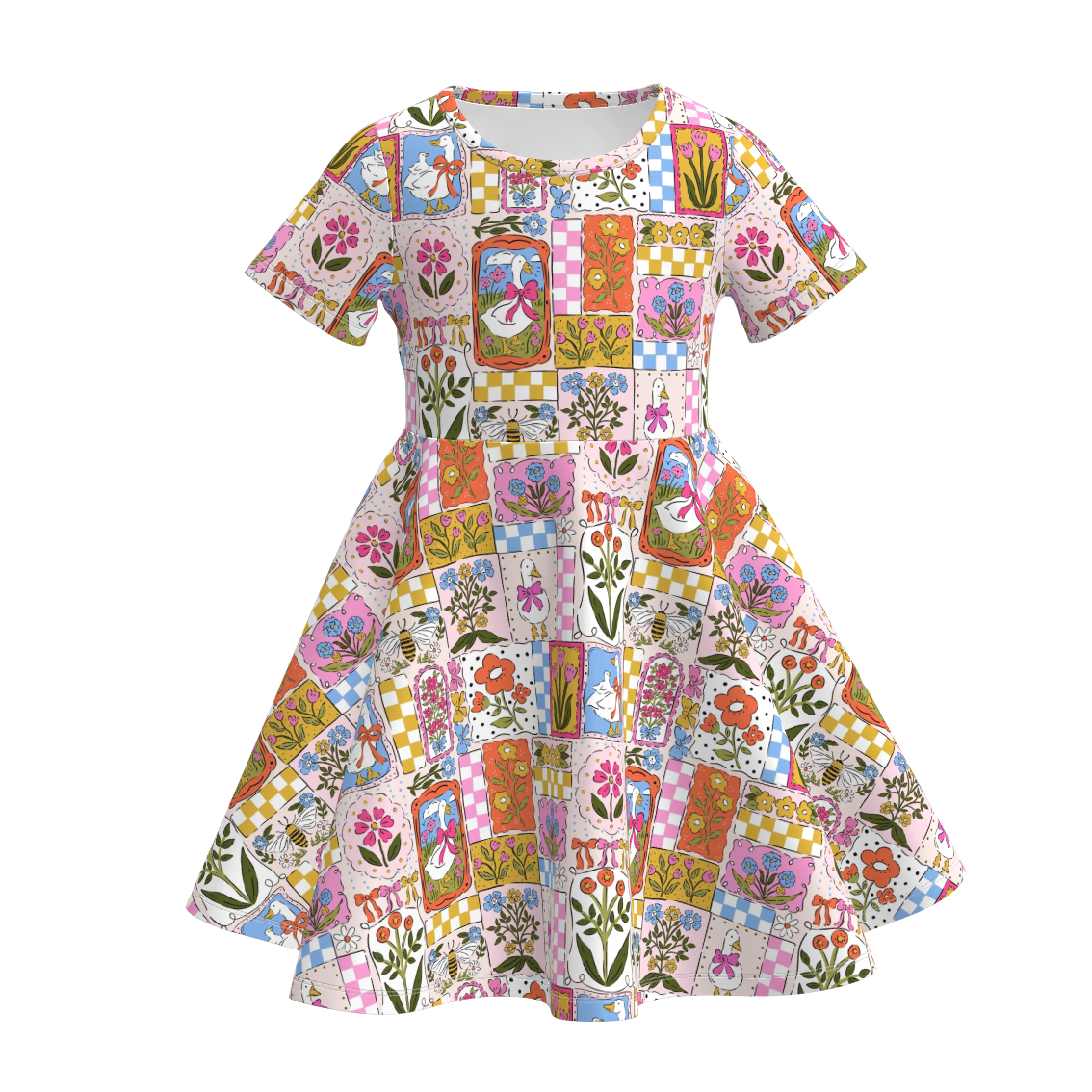（Pre Order）Girls Spring&Summer Goose Print Dress
