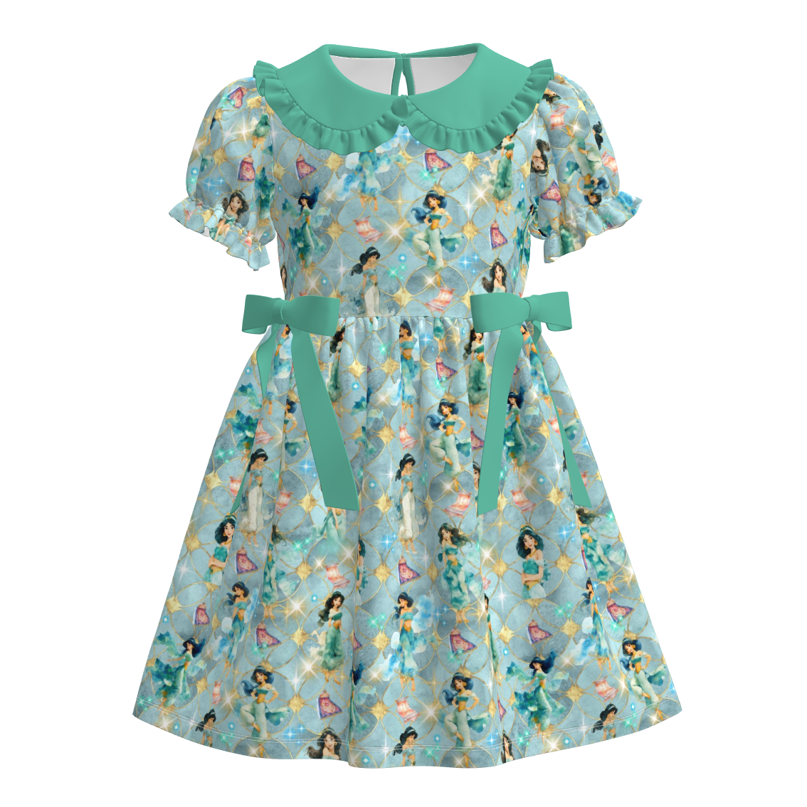 （Pre Order）Girls Spring&Summer Princess Print Doll Collar Dress