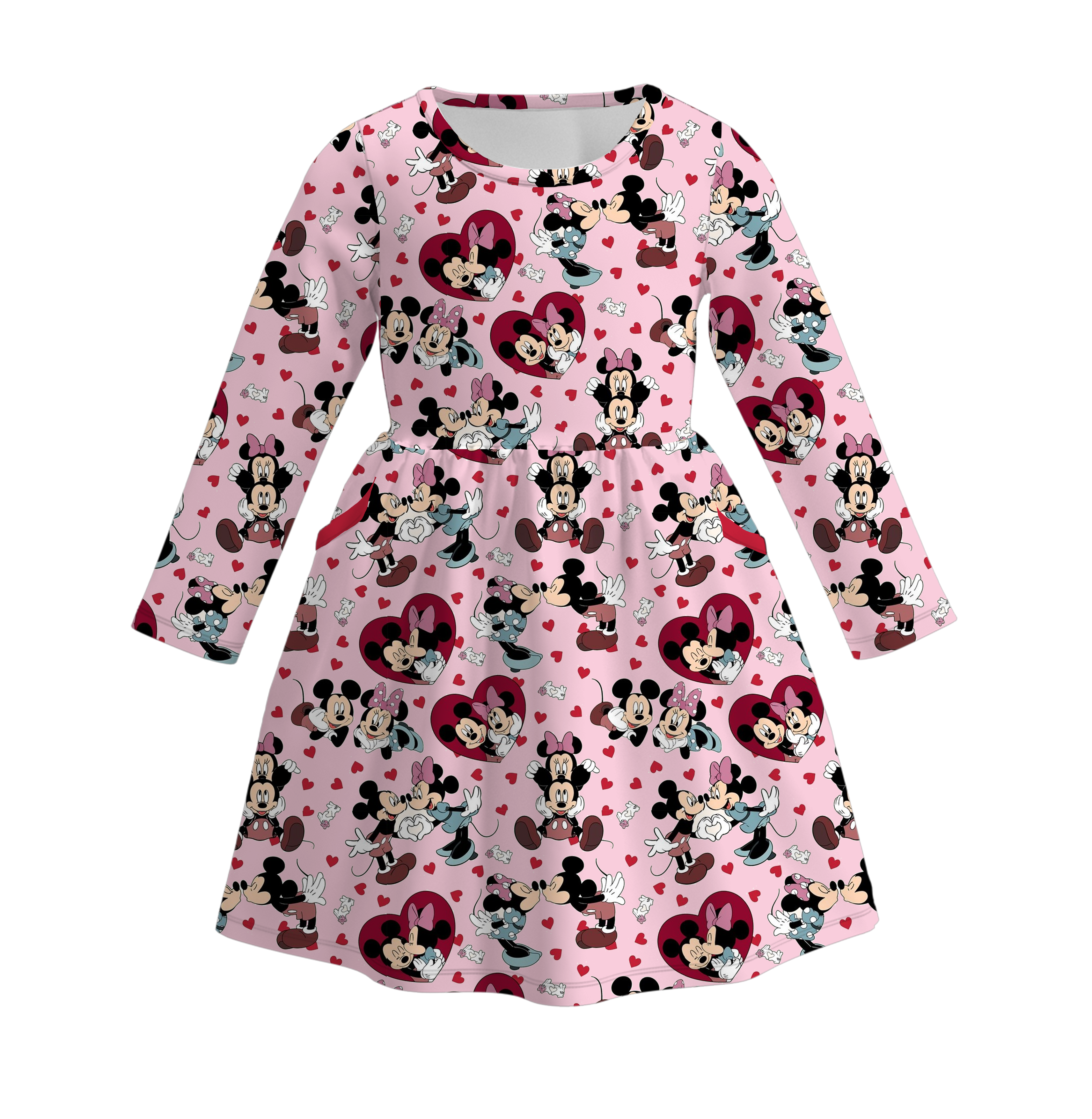 （Pre Order）Girls Valentine's Day Print Dress with Pockets