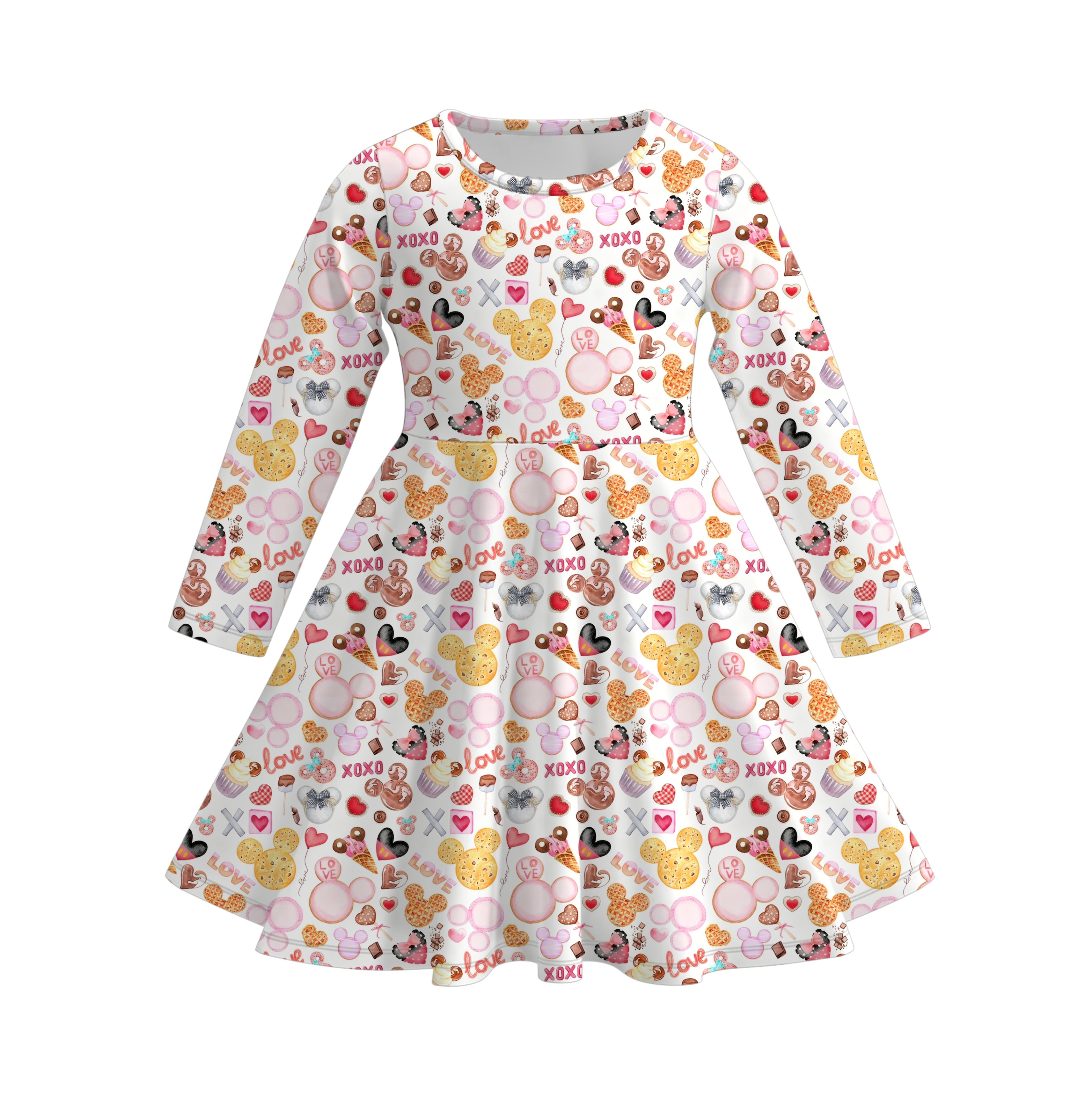 （Pre Order）Girls Valentine's Day Cartoon Print Dress&Set