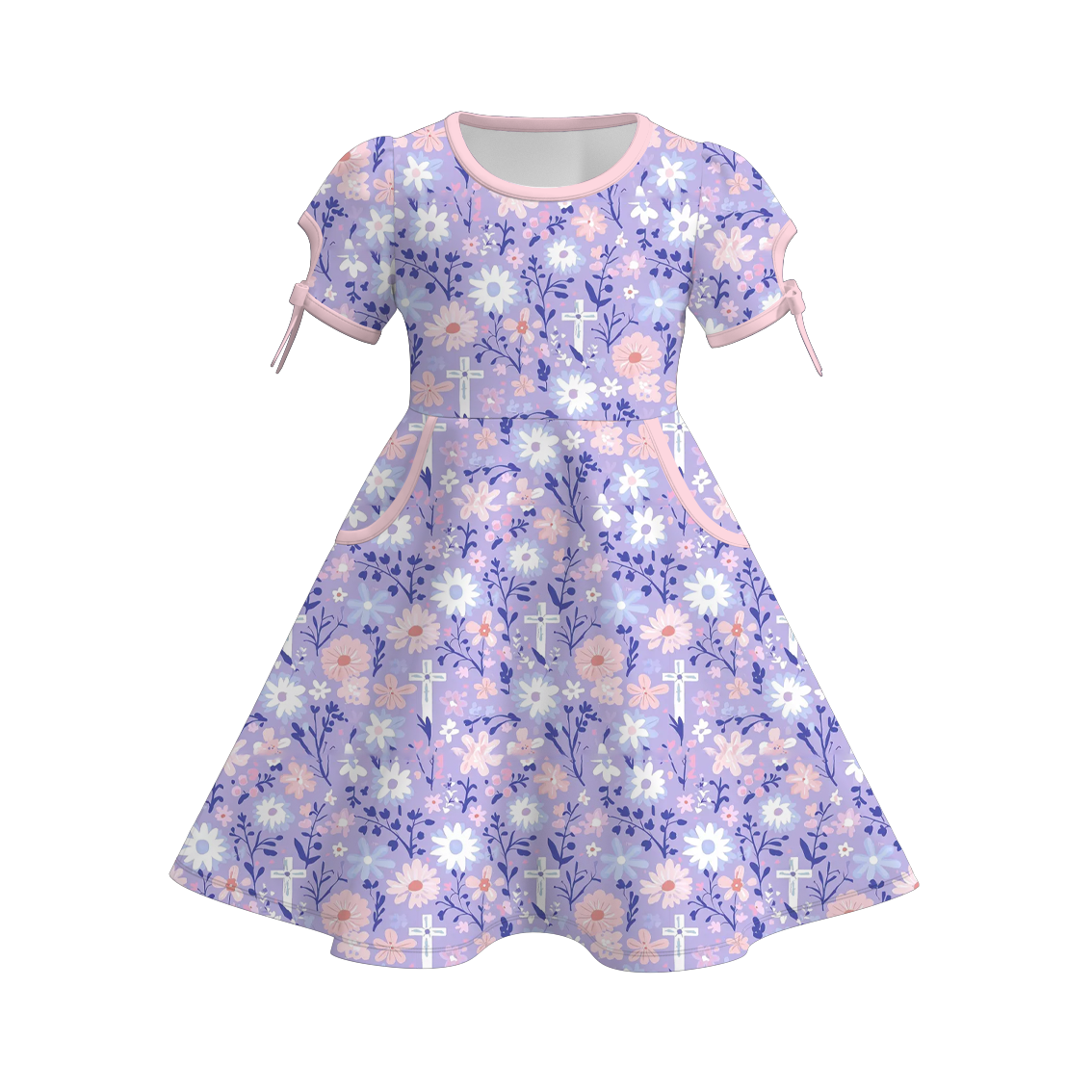 （Pre Order）Girls Easter Print Dress with Pockets