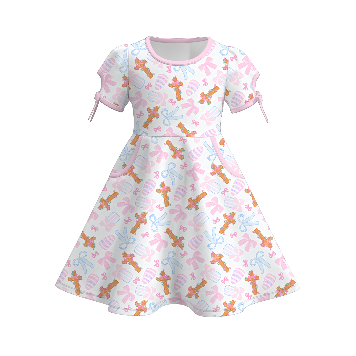 （Pre Order）Girls Easter Print Dress with Pockets