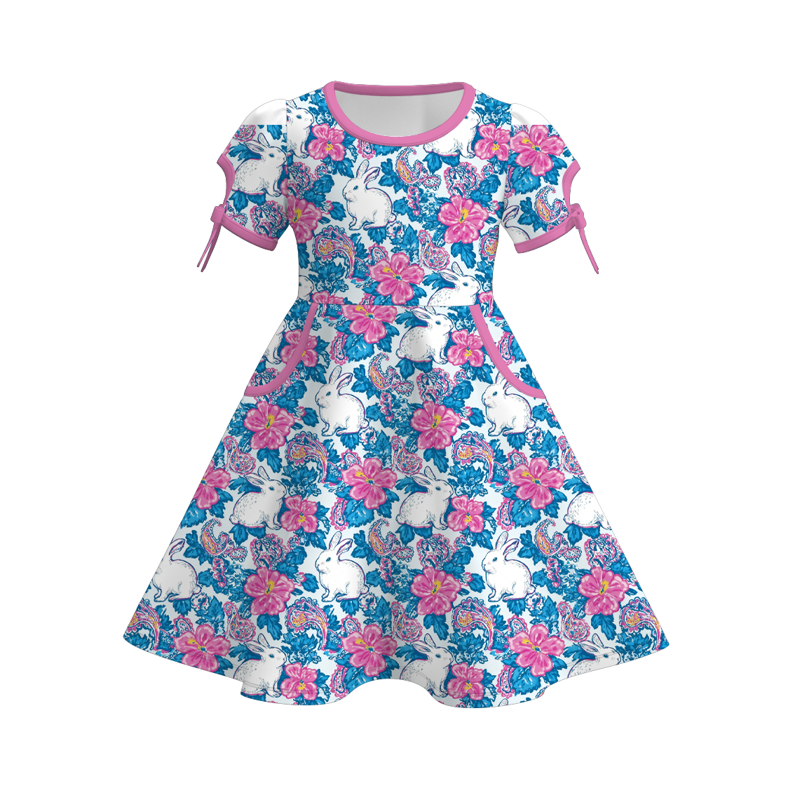 （Pre Order）Girls Easter Print Dress with Pockets