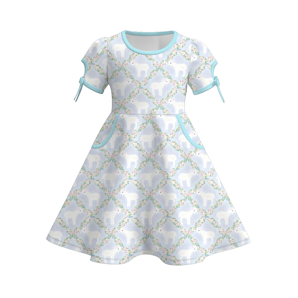 （Pre Order）Girls Easter Print Dress with Pockets
