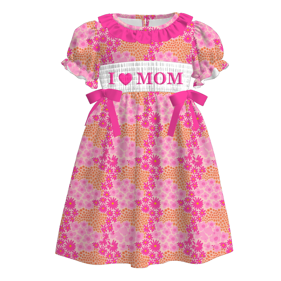 （Pre Order）Sisters Spring&Summer I♥MOM Embroidery Smocked Dress&Romper