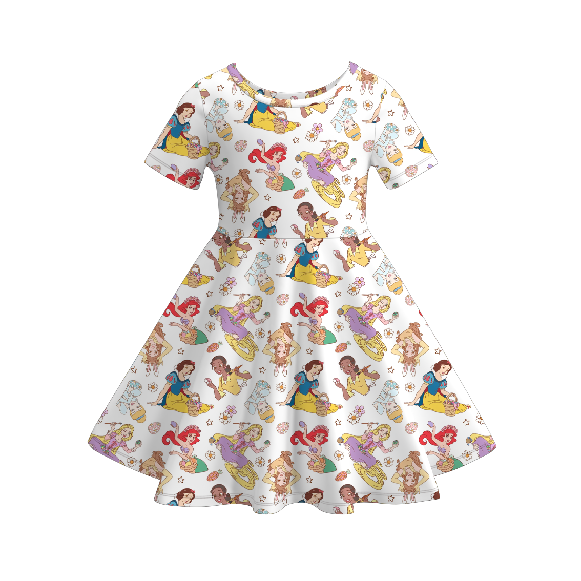（Pre Order）Girls Easter Cartoon&Princess Print Dress