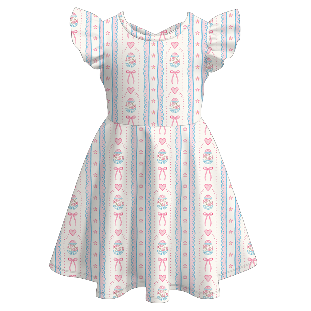 （Pre Order）Girls Easter Bunny&Bow Print Dress
