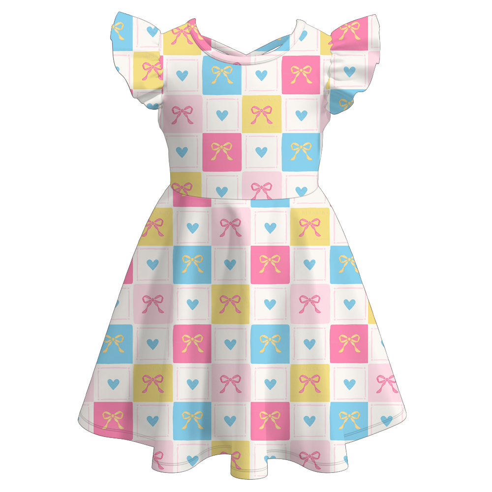 （Pre Order）Girls Easter Bunny&Bow Print Dress