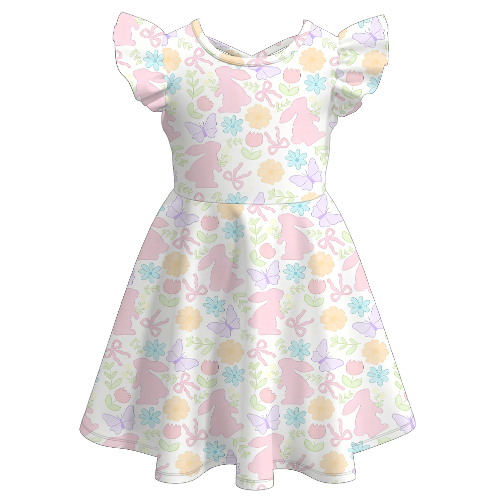 （Pre Order）Girls Easter Bunny Print Dress