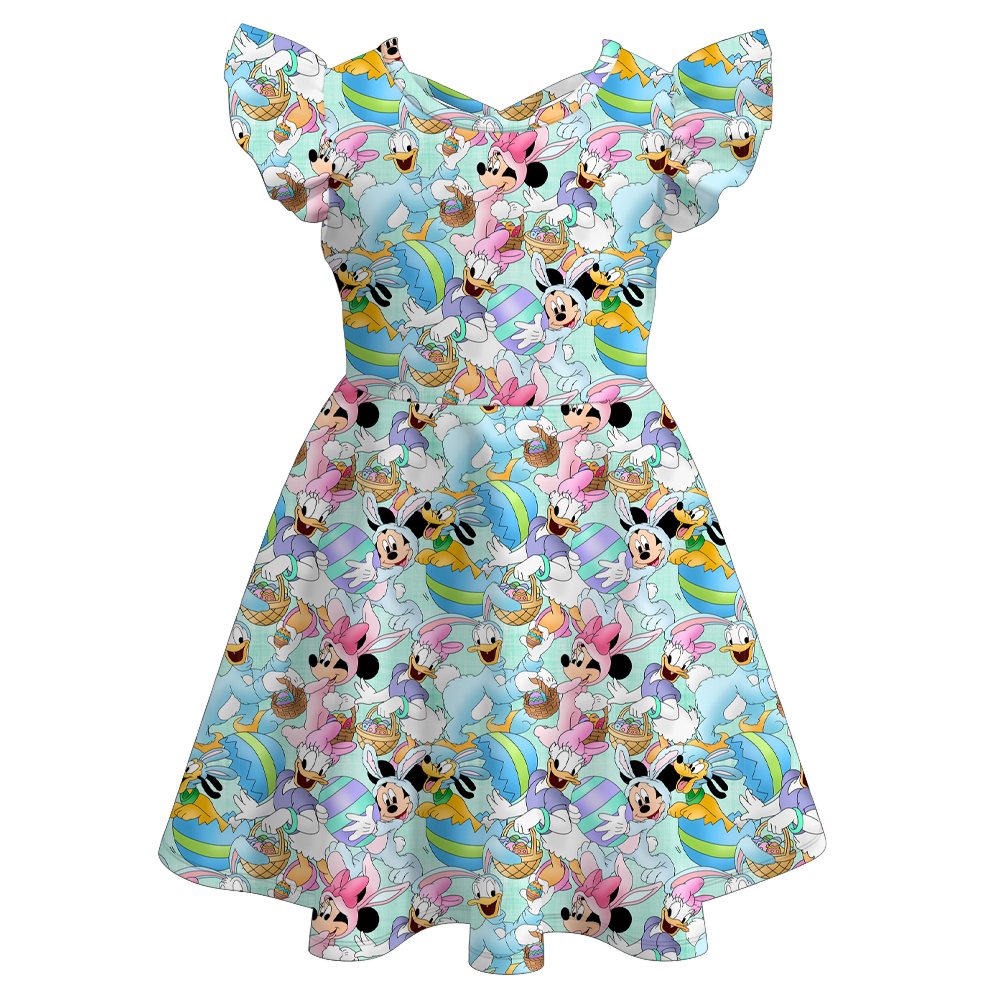 （Pre Order）Girls Easter Cartoon&Princess Print Dress