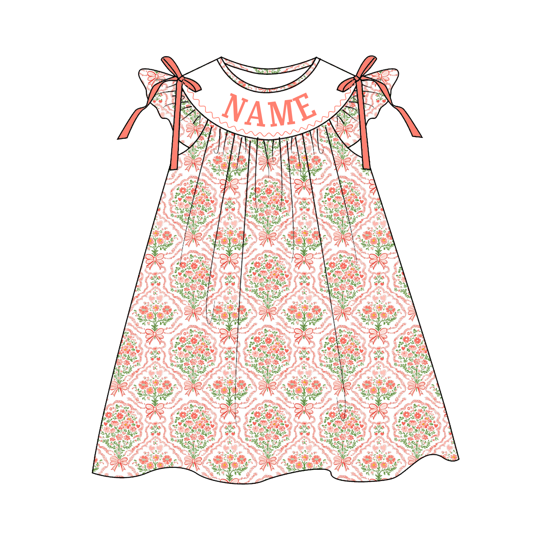 （Pre Order）Sisters Spring&Summer Floral Embroidery Smocked Dress&Romper
