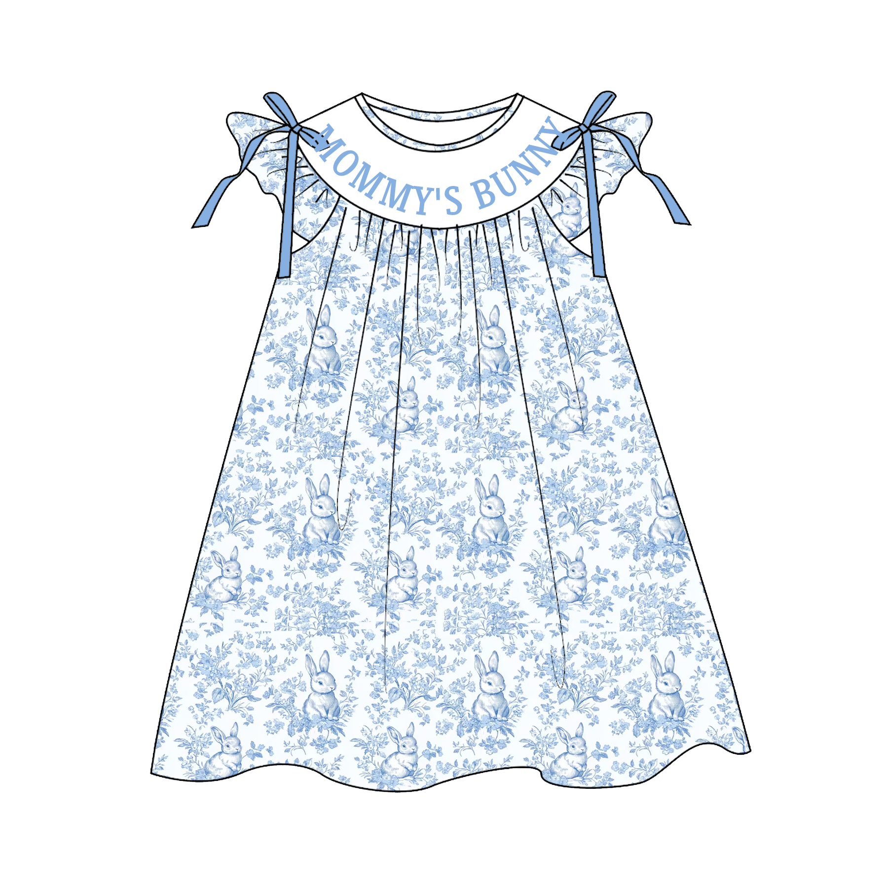 （Pre Order）Sisters Easter Bunny Embroidery Smocked Dress&Romper