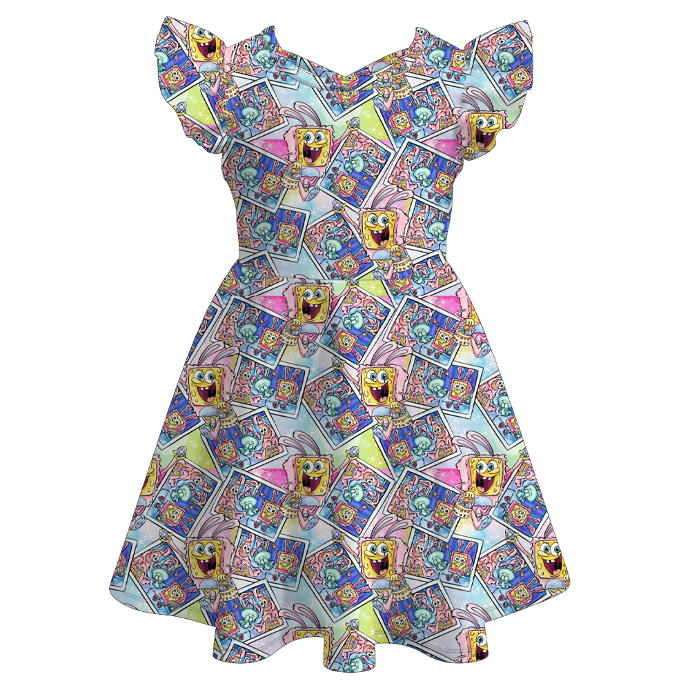 （Pre Order）Siblings Easter Cartoon Print Dress&Top