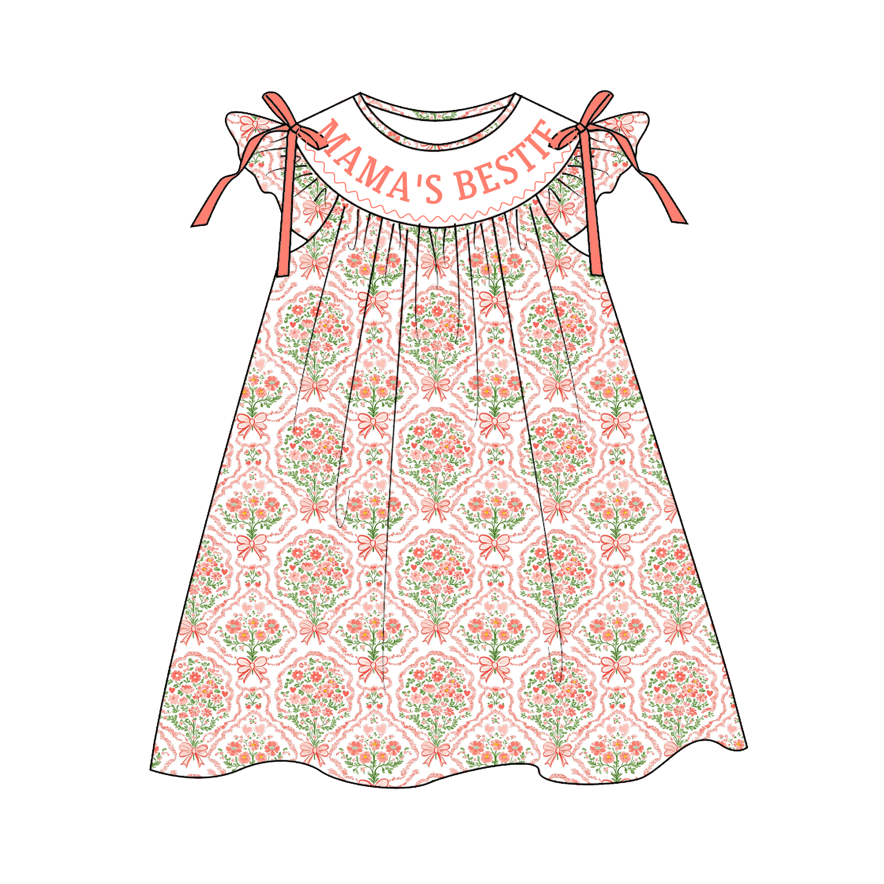 （Pre Order）Sisters Spring&Summer Floral Embroidery Smocked Dress&Romper