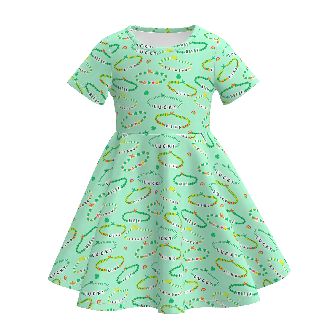 （Pre Order）Girls St. Patrick's Day Shamrock Print Dress