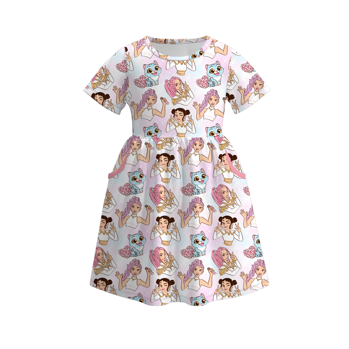 （Pre Order）Girls Spring&Summer Movie Character Print Dress&Set