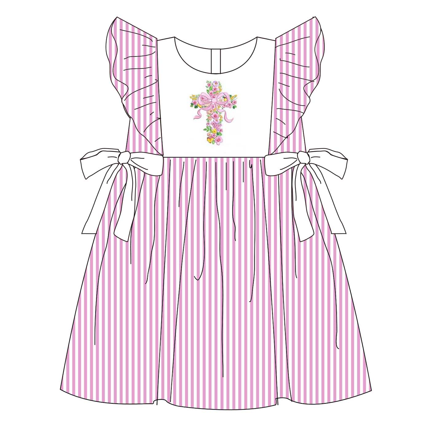（Pre Order）Siblings Easter Cross Embroidery Dress,Set&Romper