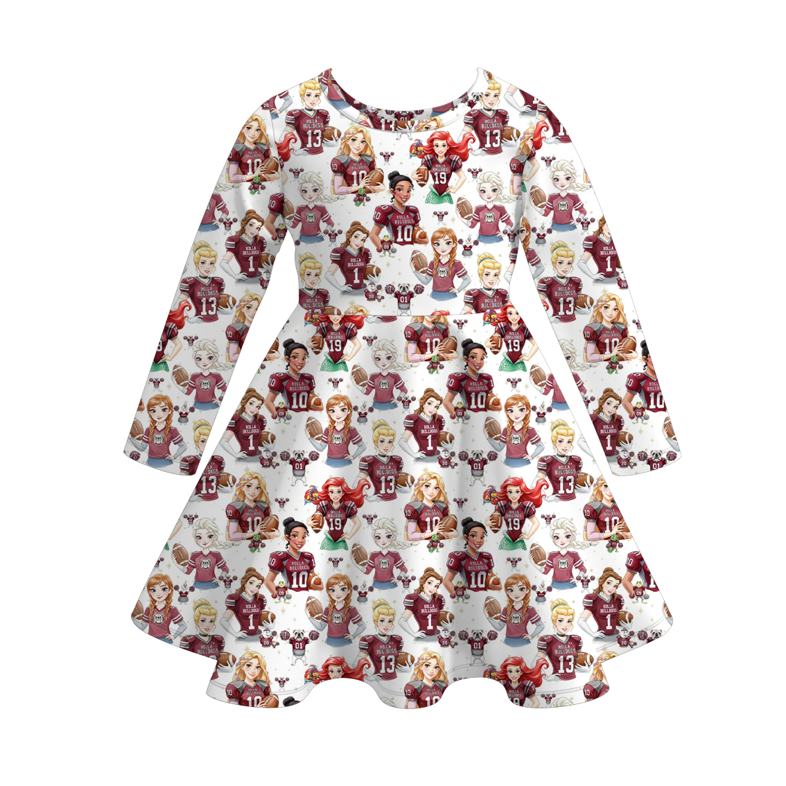 （Pre Order）Girls Spring&Summer Football Princess Print Dress