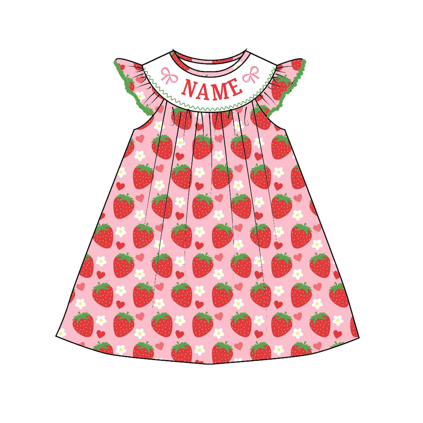 （Pre Order）Sisters Spring&Summer Strawberry Embroidery Smocked Dress&Romper