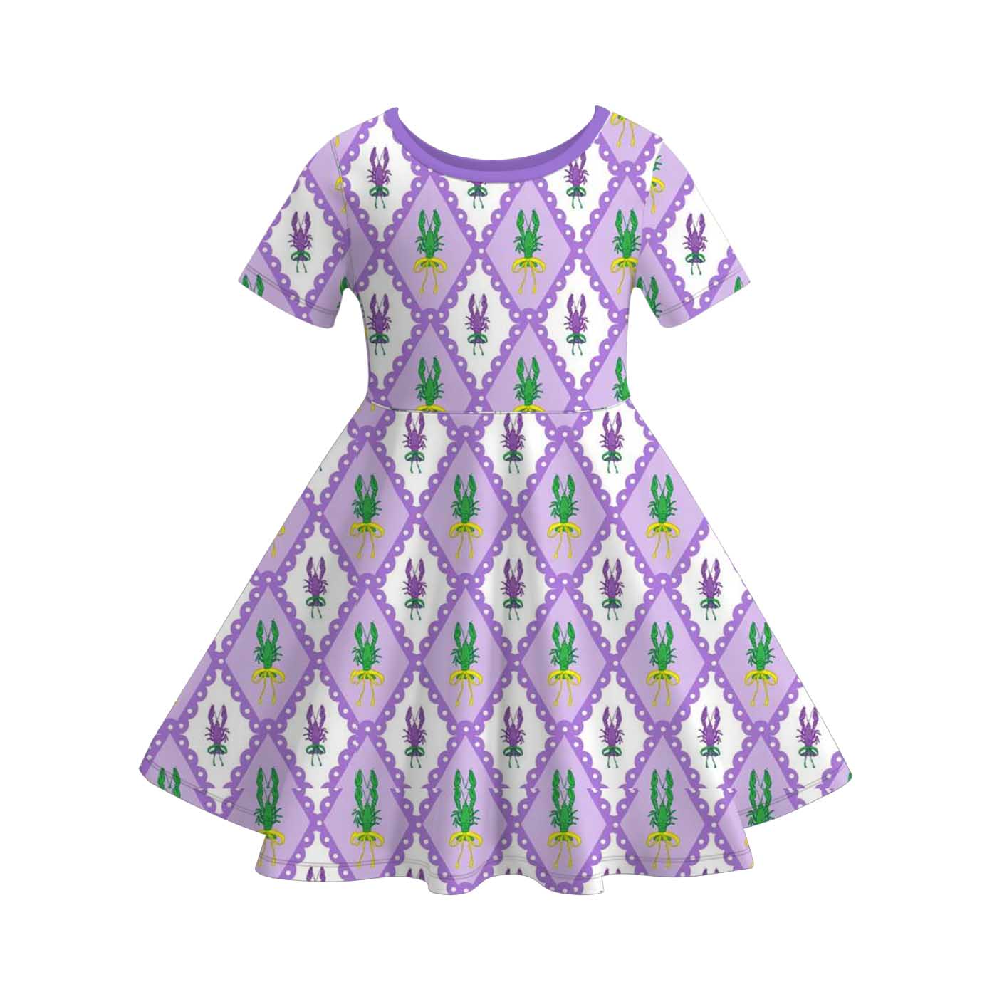 （Pre Order）Girls Mardi Gras Print Dress