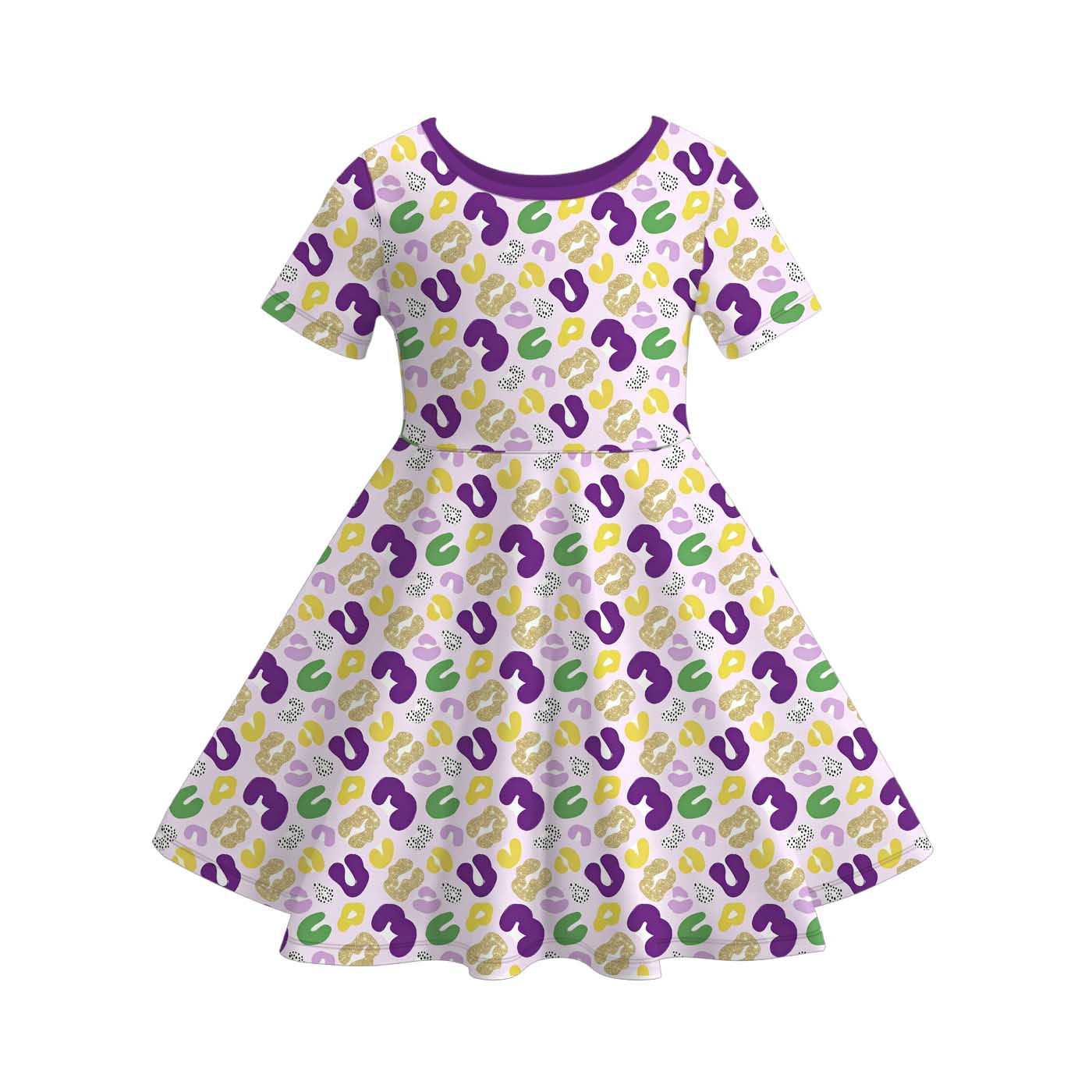 （Pre Order）Girls Mardi Gras Print Dress