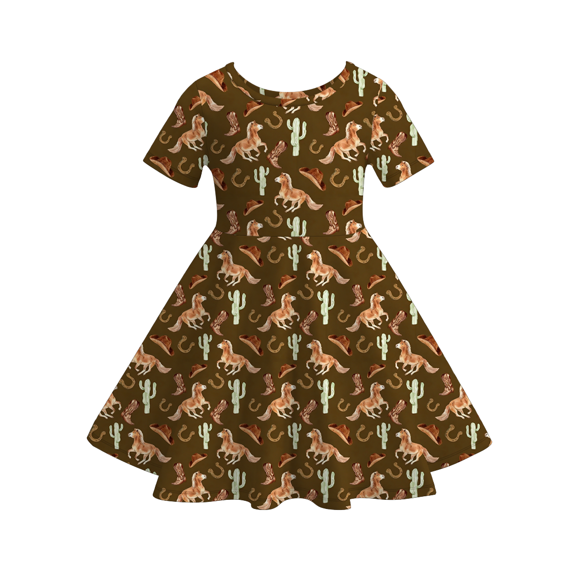 （Pre Order）Girls Spring&Summer Horse Print Dress&Pajamas