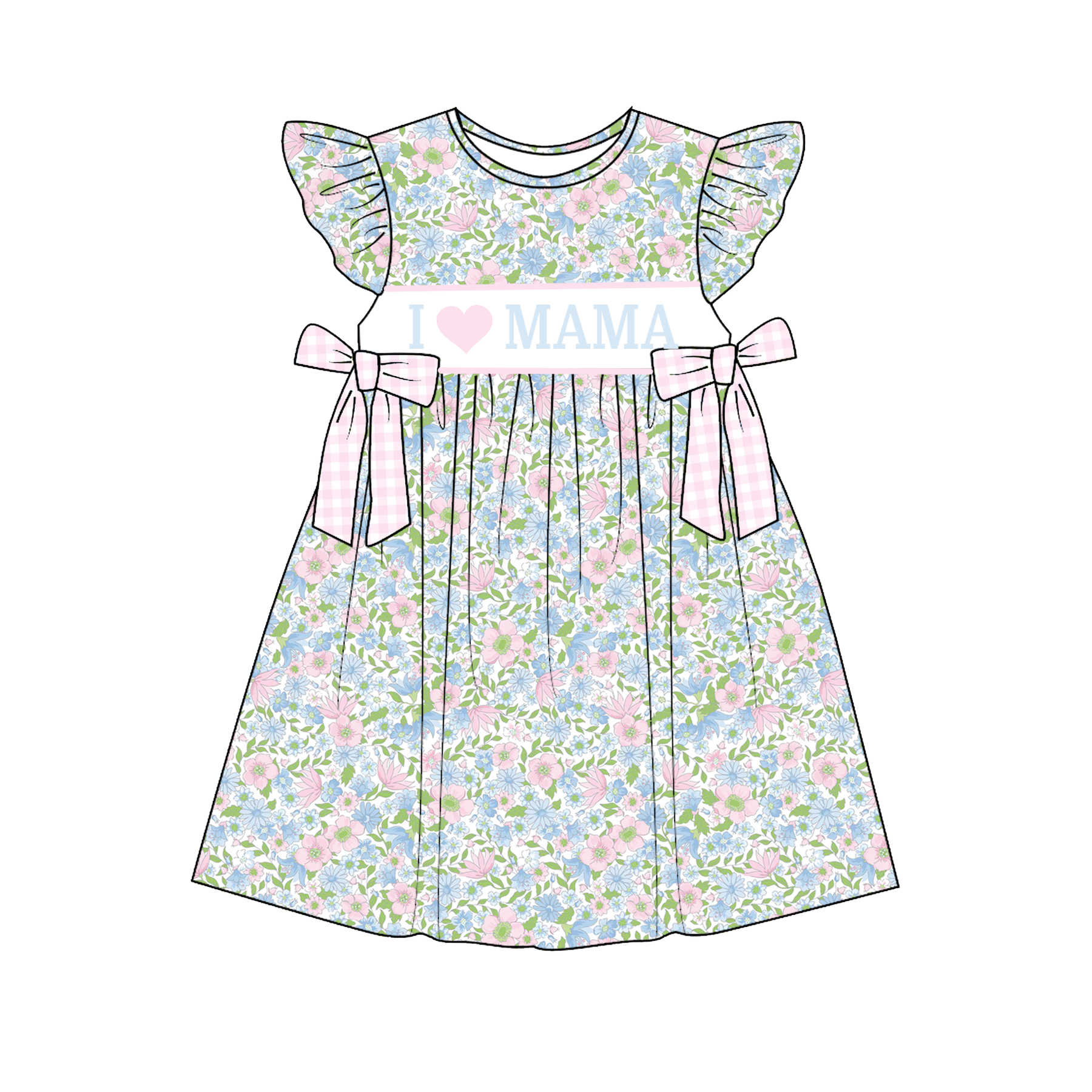 （Pre Order）Sisters Spring&Summer I♥MAMA Embroidery Smocked Dress&Romper