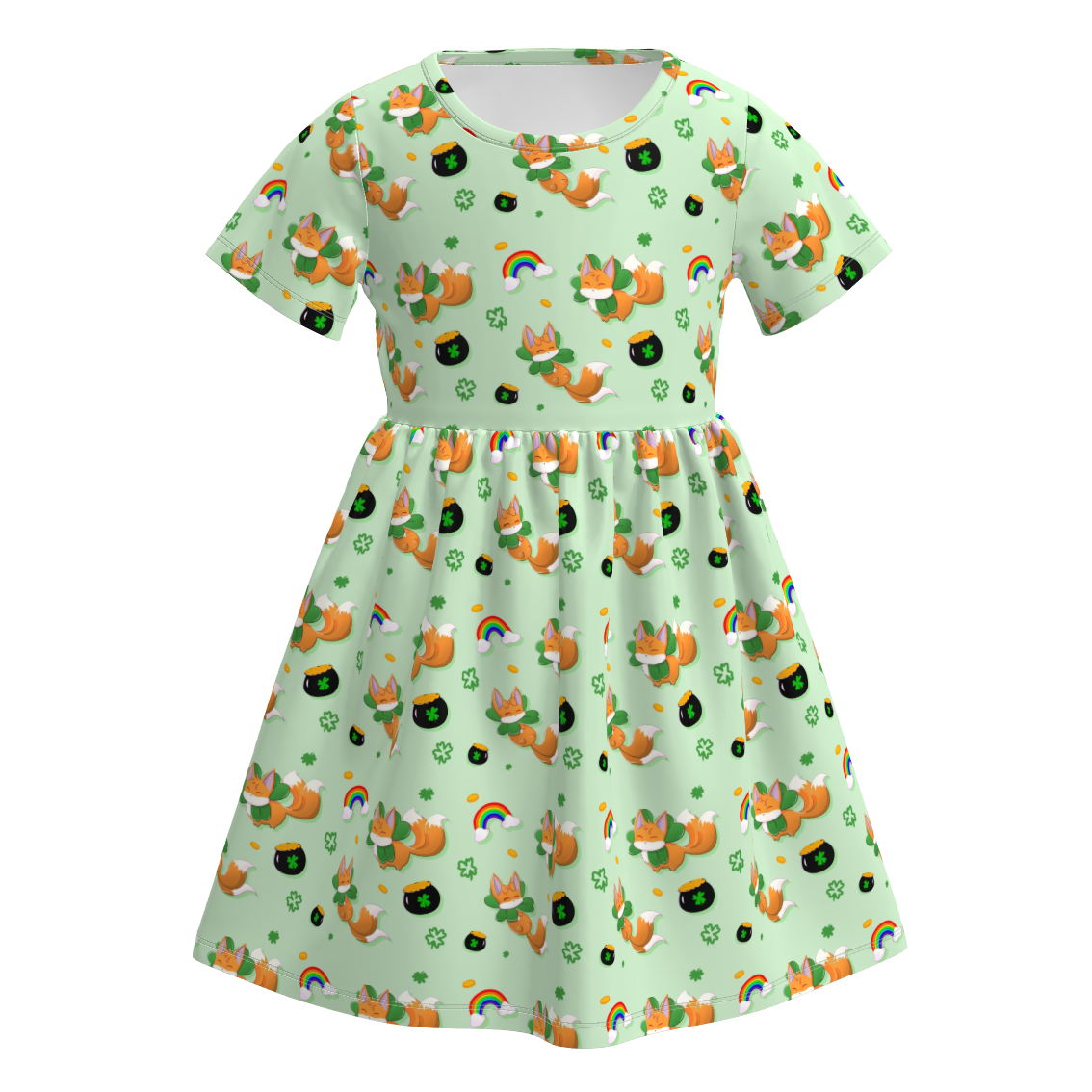 （Pre Order）Girls St. Patrick's Day Shamrock Print Dress