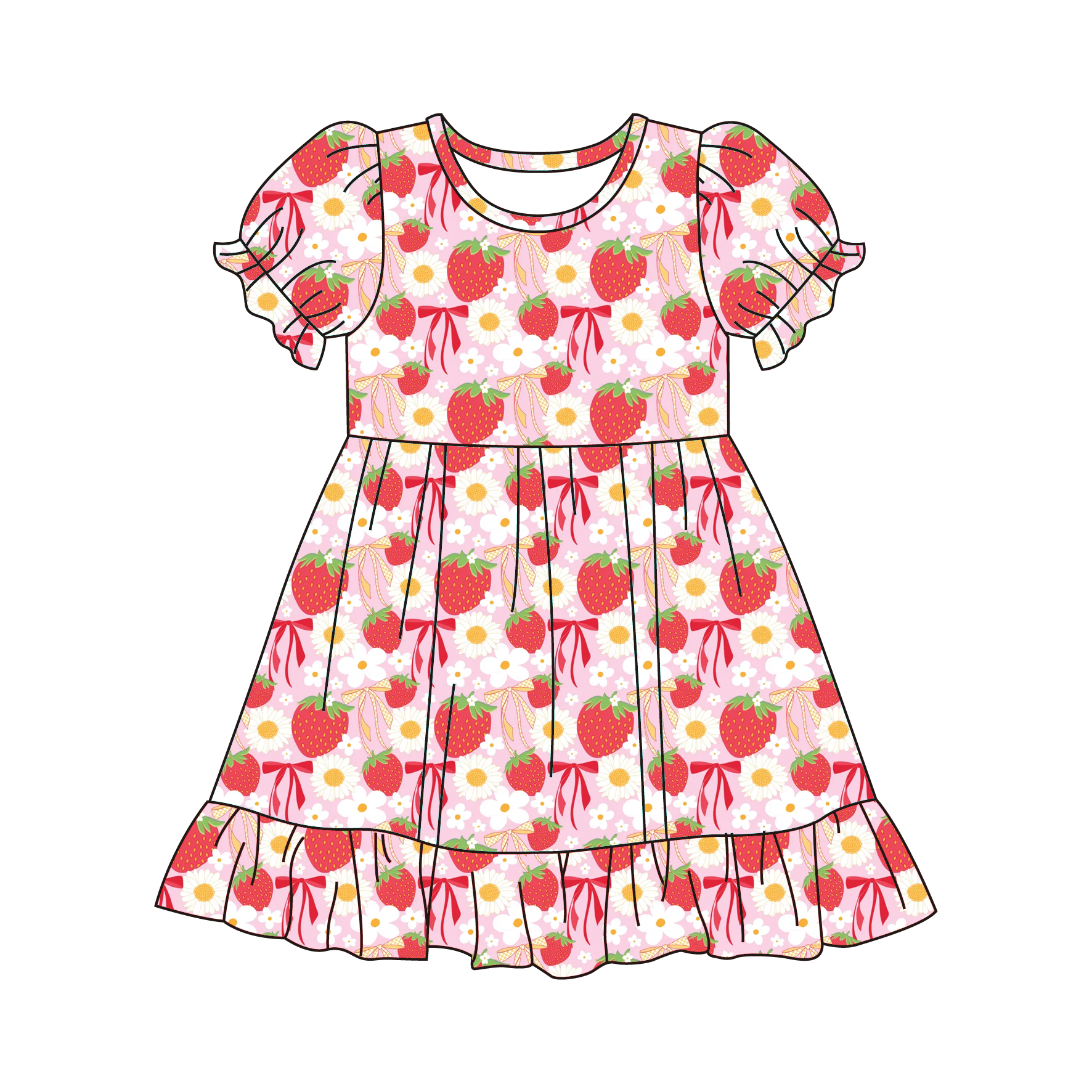 （Pre Order）Girls Spring&Summer Strawberry Print Dress