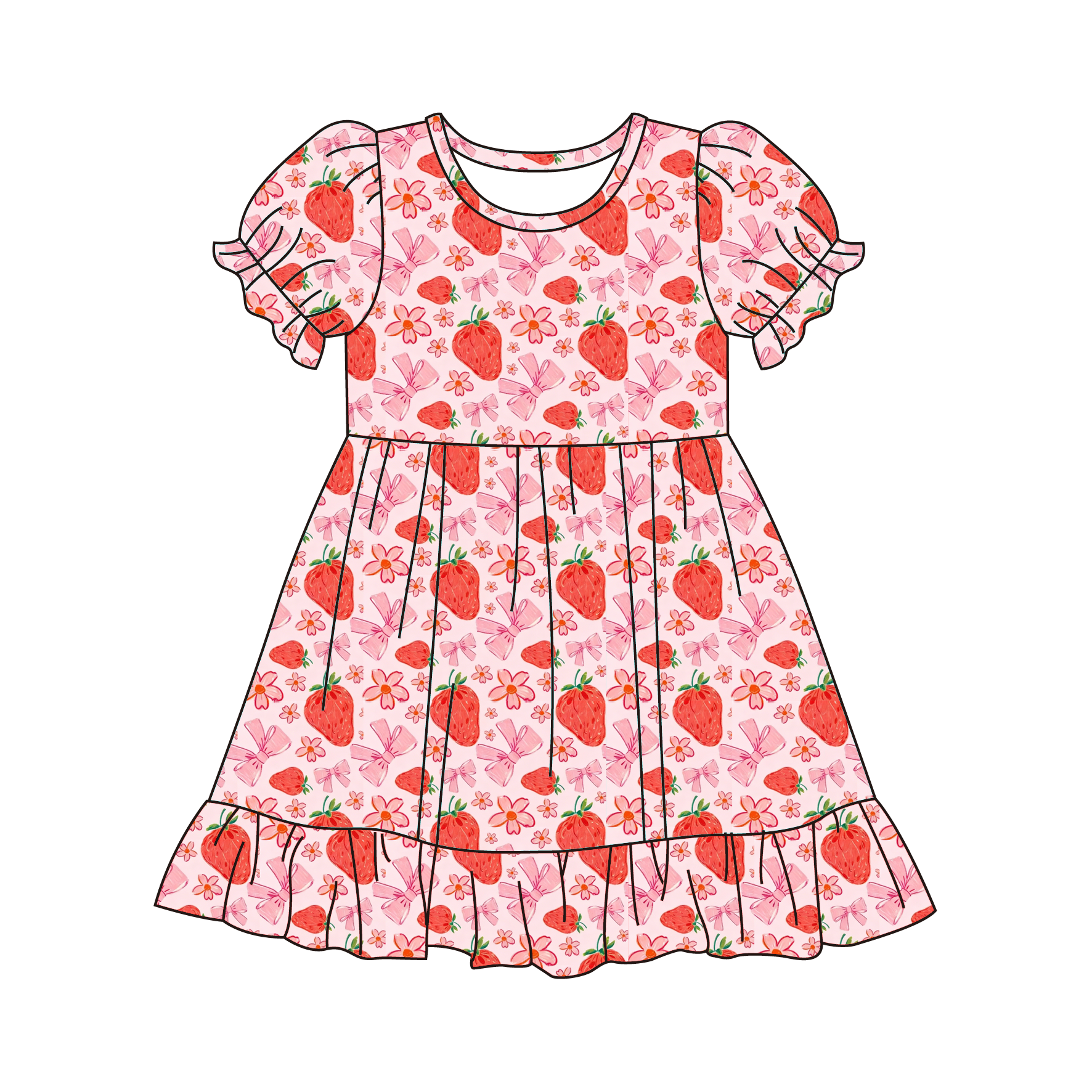 （Pre Order）Girls Spring&Summer Strawberry Print Dress