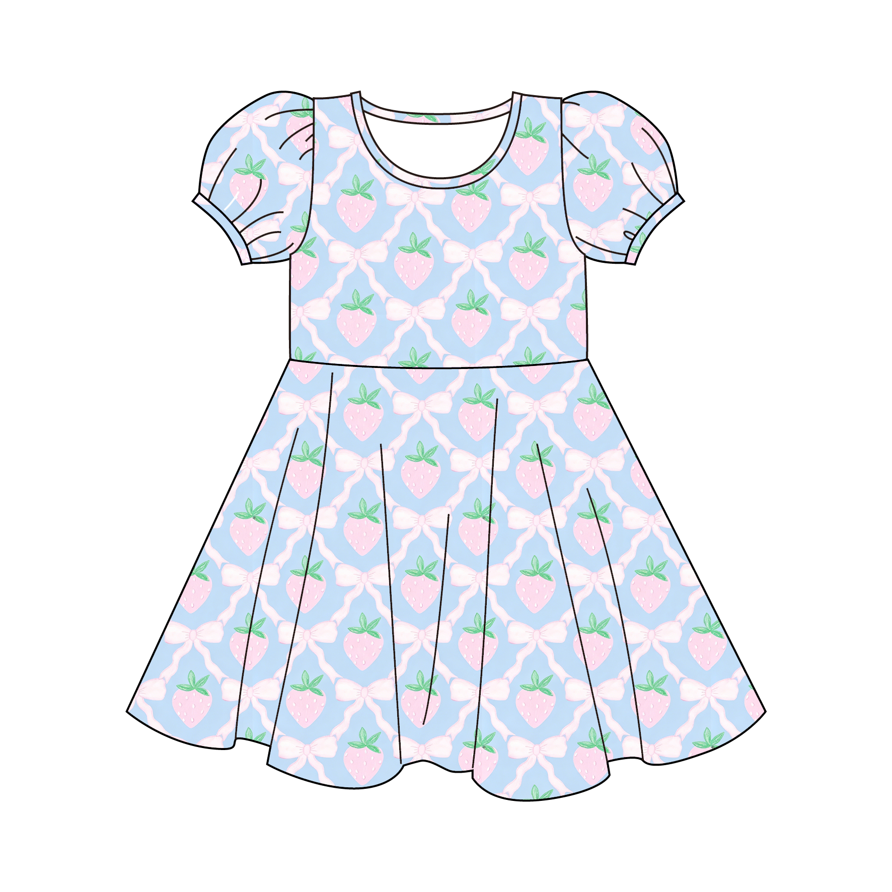 （Pre Order）Girls Spring&Summer Strawberry Print Dress