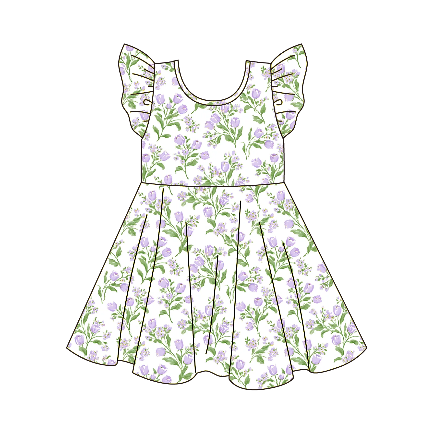 （Pre Order）Girls Spring&Summer Floral Print Dress