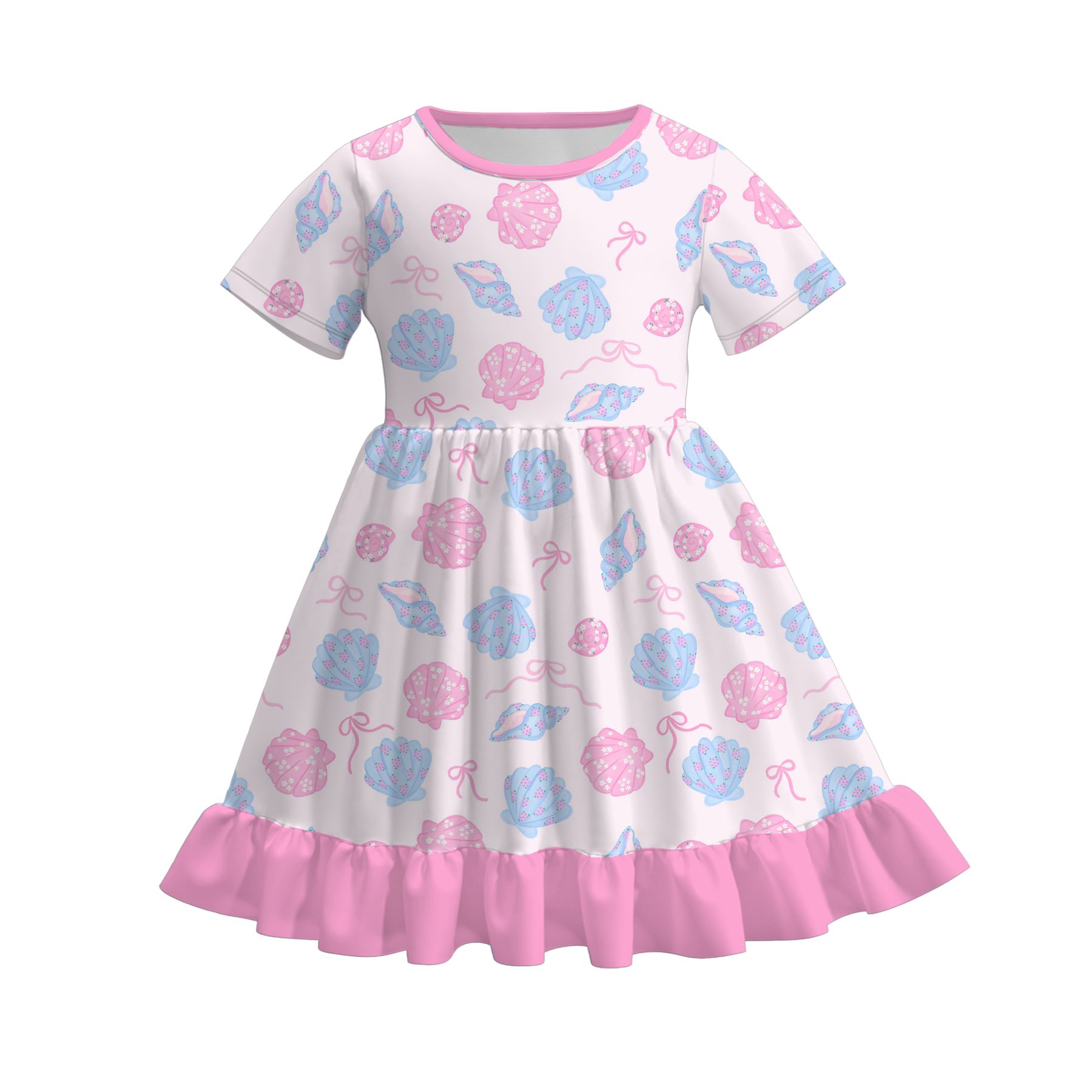 （Pre Order）Girls Spring&Summer Seashell Print Dress&Skorts Set