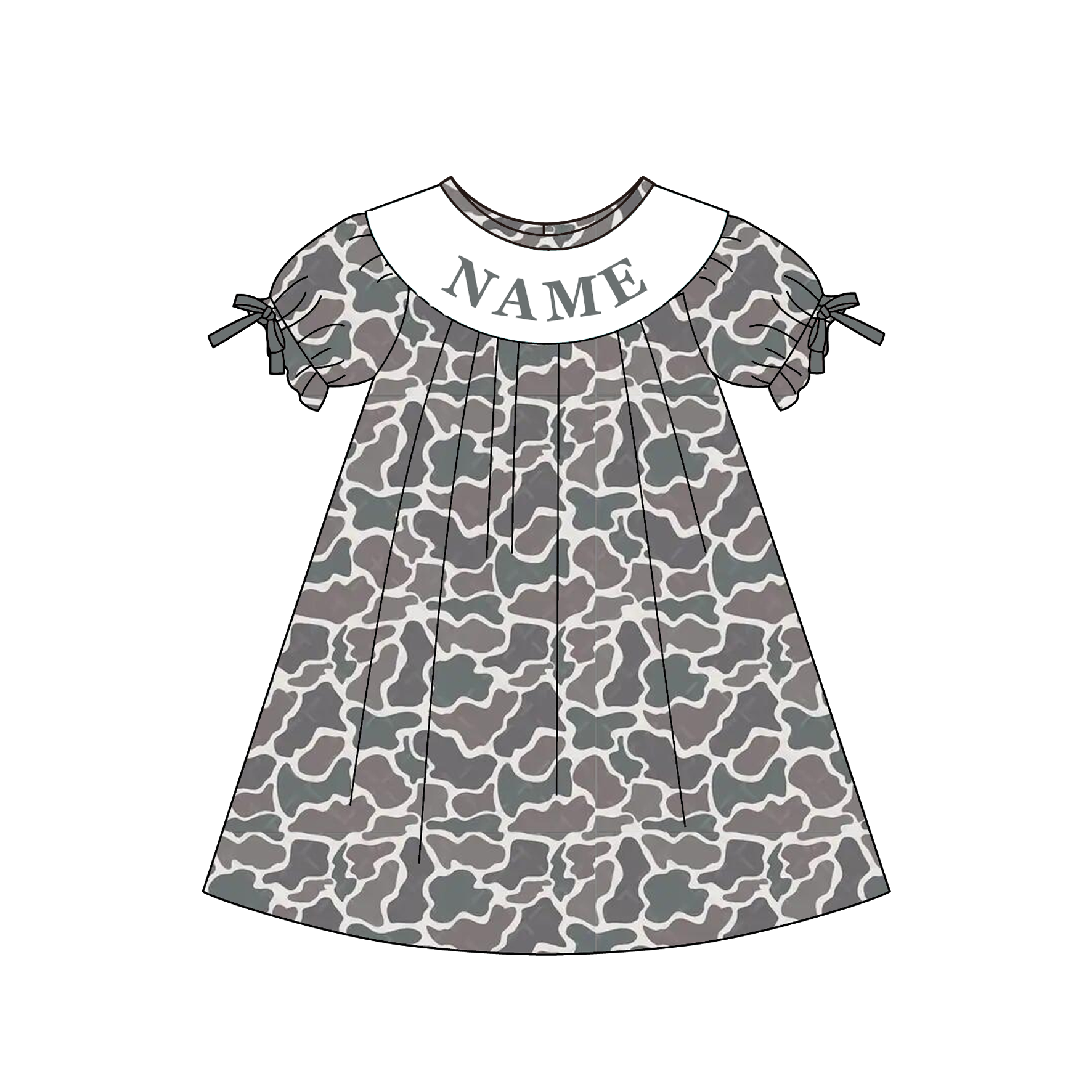 （Pre Order）Siblings Spring&Summer Camouflage Embroidery Smocked Dress,Set&Romper-Customized Name