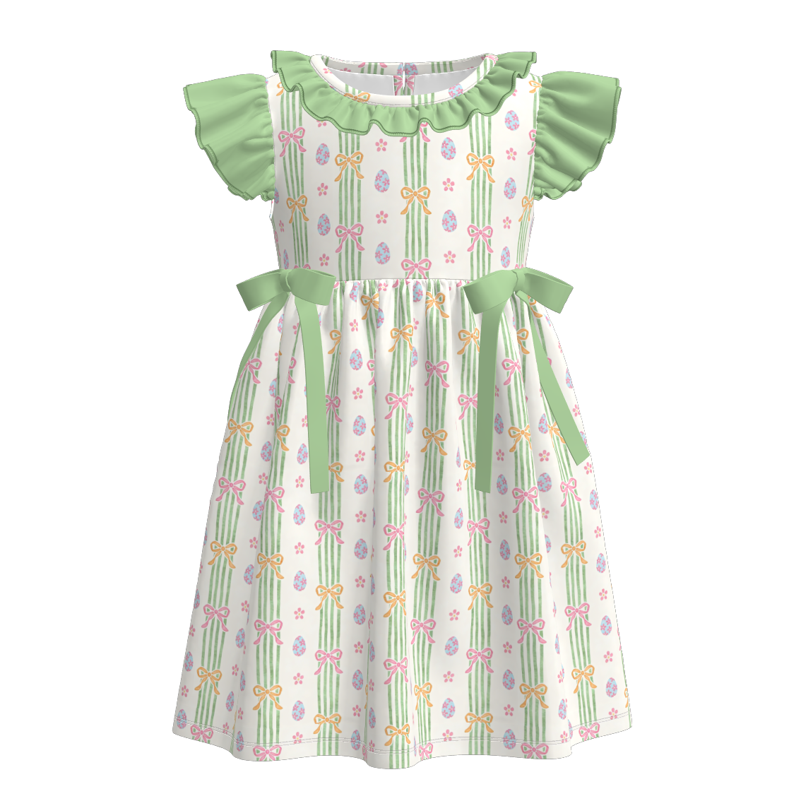 （Pre Order）Family Easter Egg,Bow Print Dress,Set&Romper