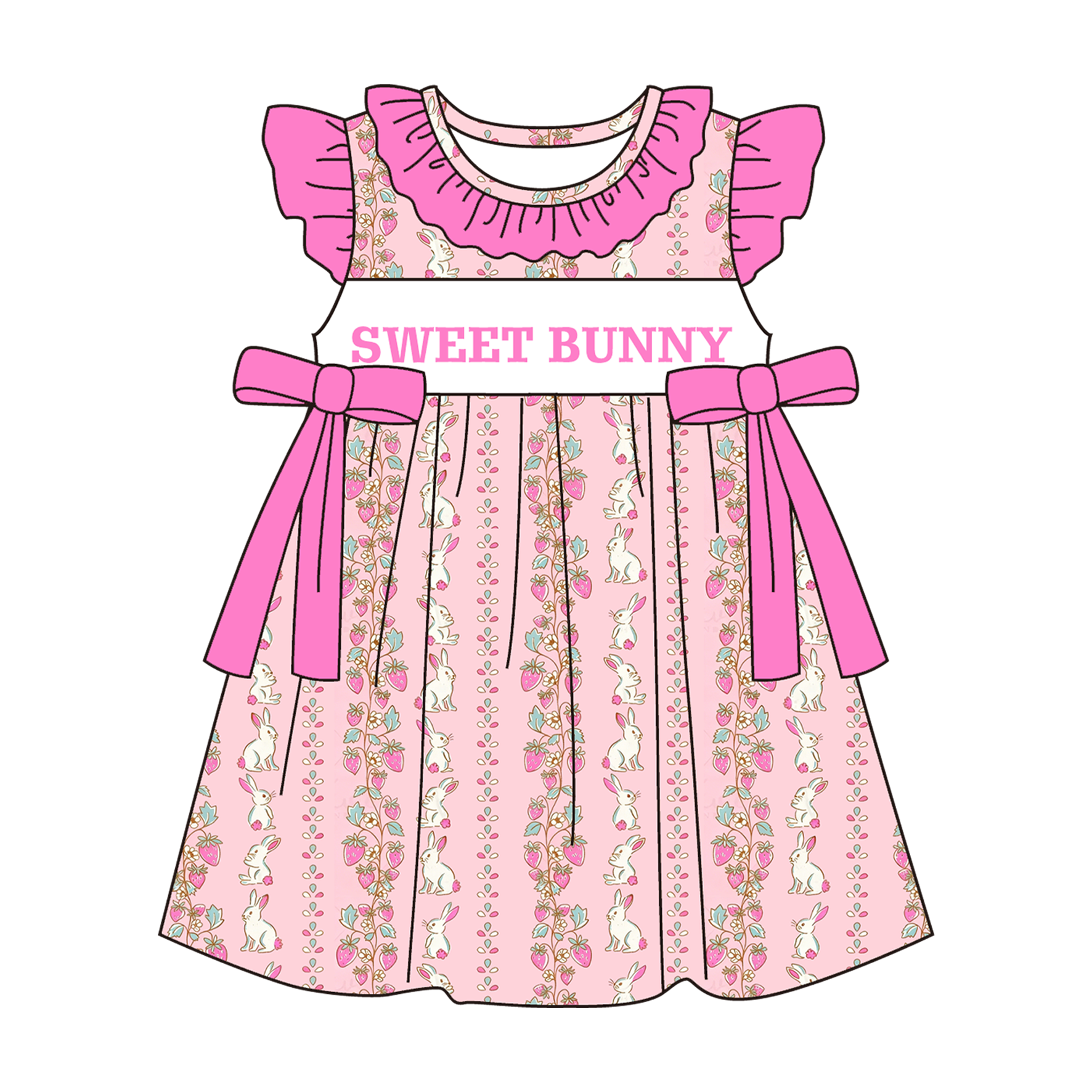 （Pre Order）Sisters Easter Bunny Embroidery Smocked Dress&Romper