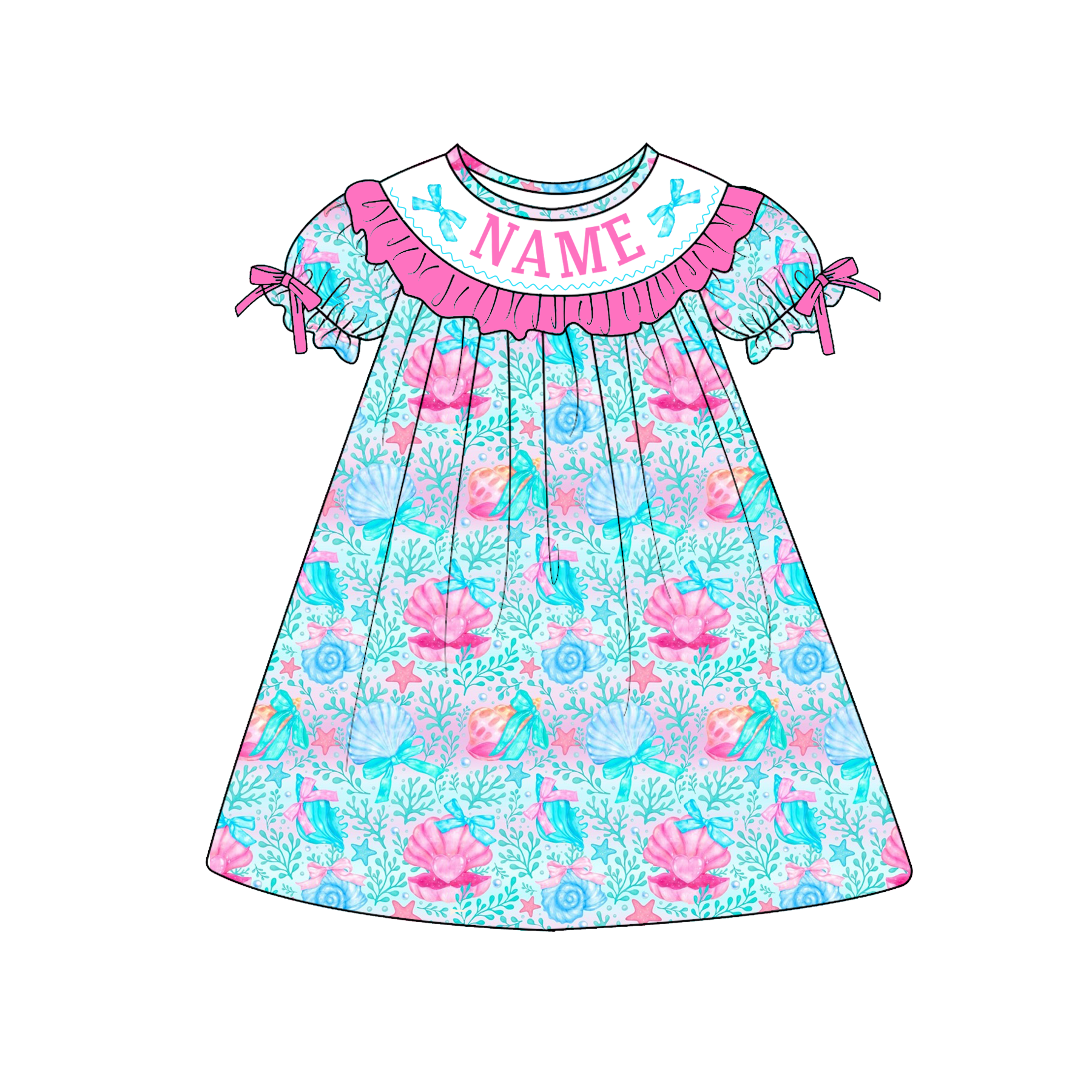 （Pre Order）Sisters Summer Seaside Embroidery Smocked Dress&Romper