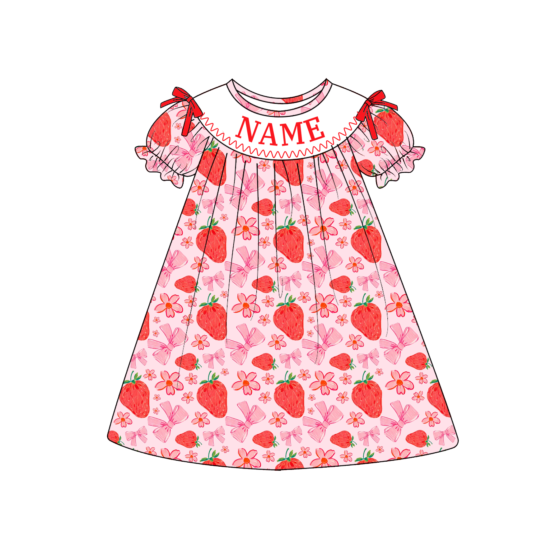 （Pre Order）Sisters Spring&Summer Strawberry Embroidery Smocked Dress&Romper