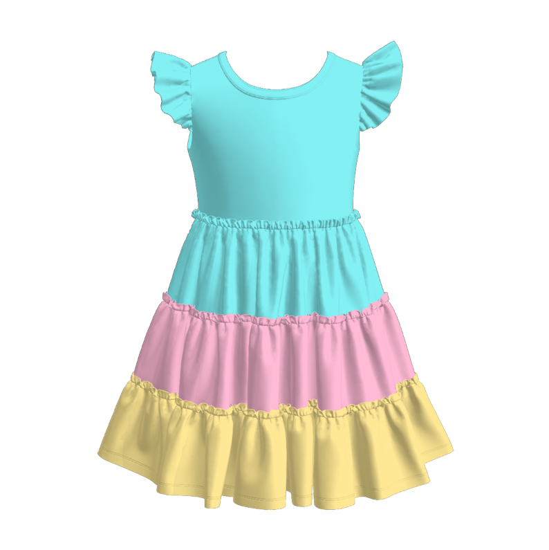 （Pre Order）Girls Spring&Summer Color-matching Dress
