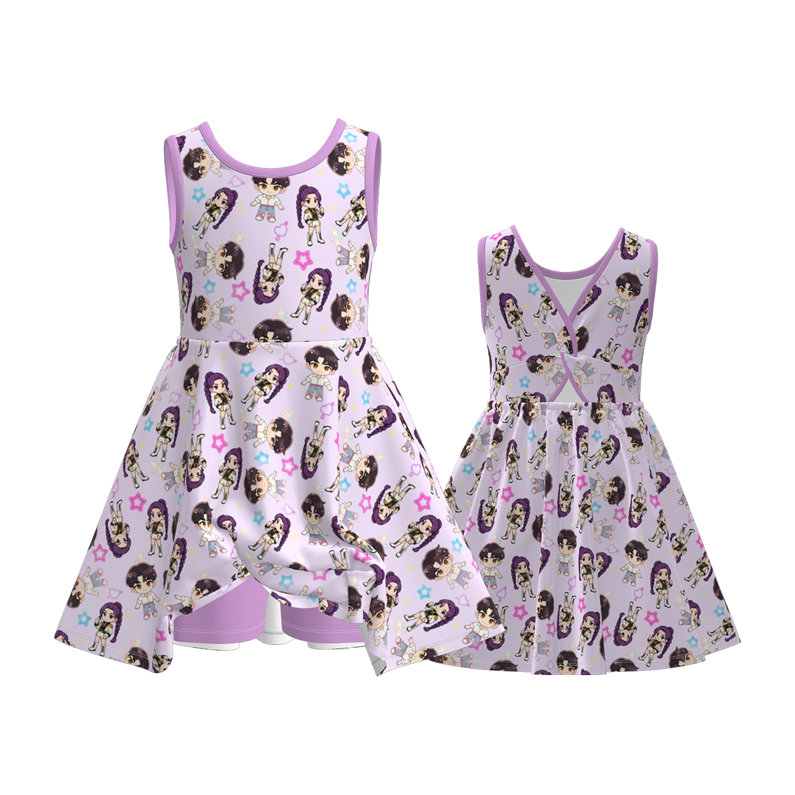 （Pre Order）Girls Spring&Summer Movie Character Print Skort Dress